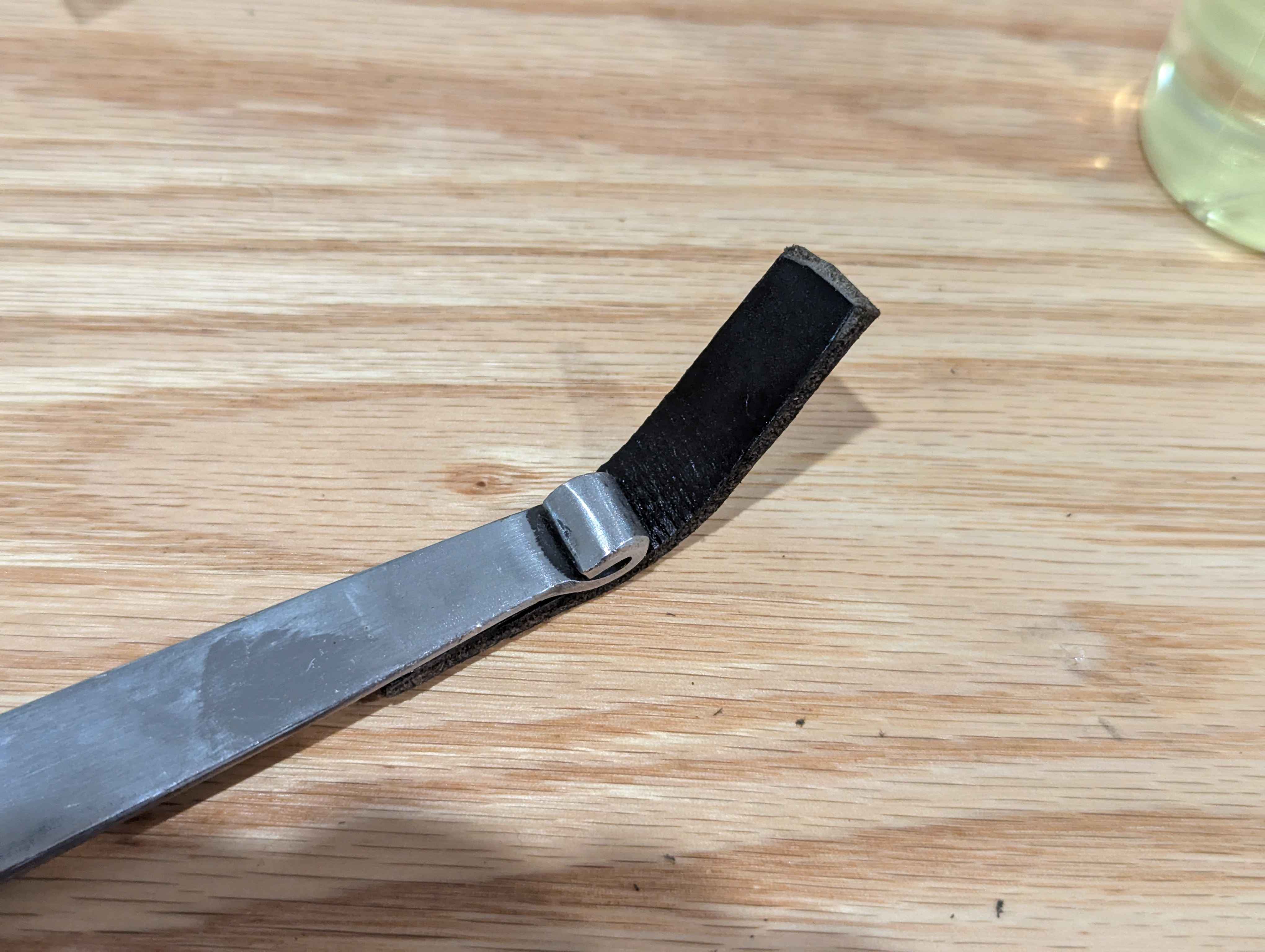 Cut out leather to be placed over the sword tip